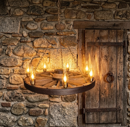 Wagons West! Wagon Wheel Rustic Chandelier, 42"W x 12"T