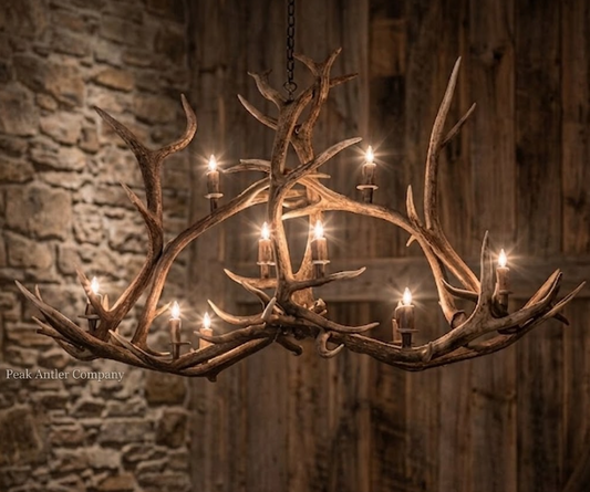 The Twin Towers Elk Antler Chandelier
