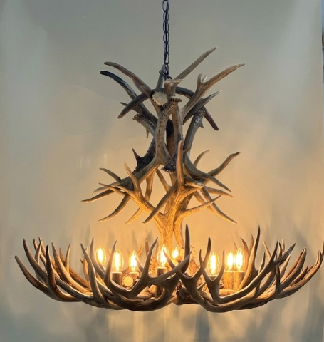 Pikes Peak Real Deer Antler Chandelier 36"T 34"W, 8 - 12 Lights