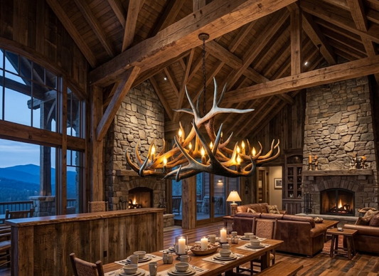Tombstone Oval Elk Antler Chandelier