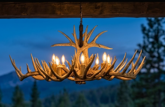 The Spaniard Oblong Deer Antler Chandelier 8 Lights