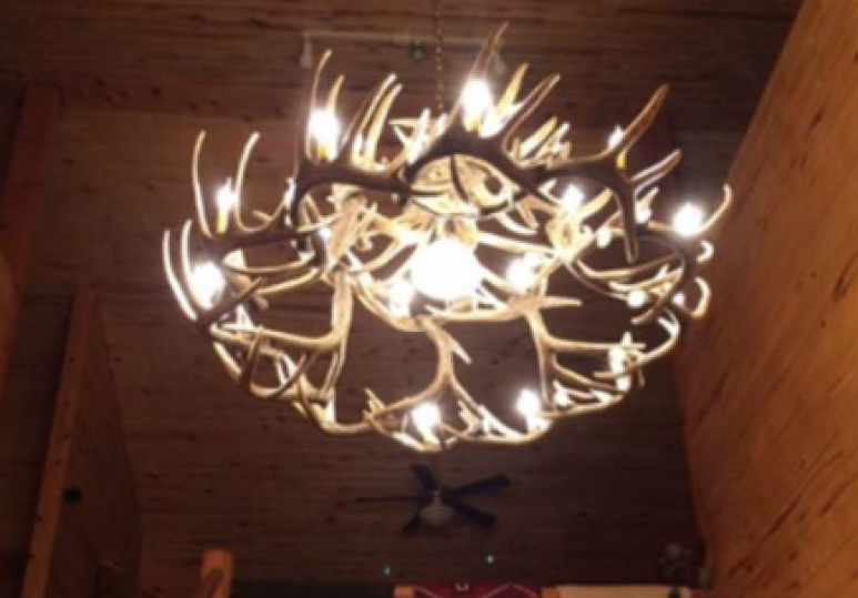 La Crosse Faux Deer Antler Chandelier, 50"W x 27"T