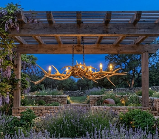 The Whiskey River Elk & Deer Antler Chandelier