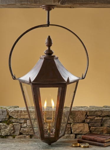 Montenegro Hexagonal Copper Lantern Pendant | Half Yoke Mount