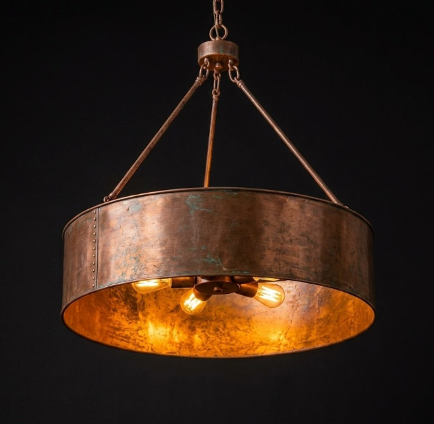 The Half Moon Bay Copper Drum Chandelier Pendant Light Custom Design