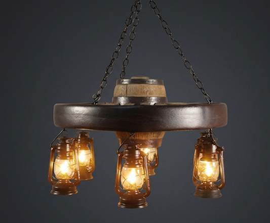Bonanza Wagon Wheel Rustic Chandelier, 30"W x 12"T