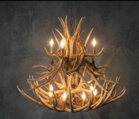 Cheyenne Faux Deer Antler Chandelier, 37" W x 35" T