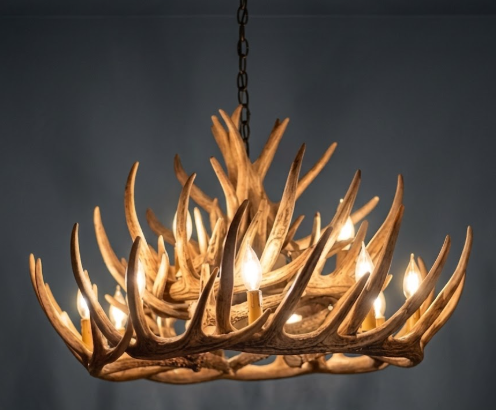 Monarch Faux Deer Antler Chandelier, 32"W by 20"T