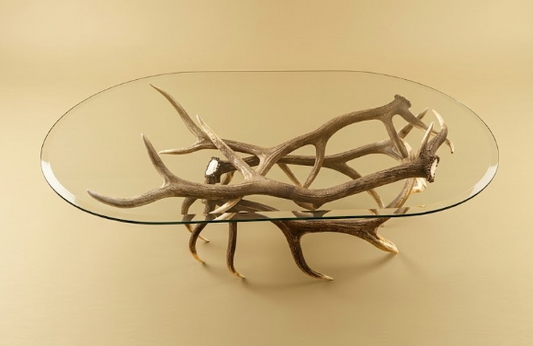 Real Elk Antler Coffee Table — Handcrafted Rustic Furniture, Made in USA