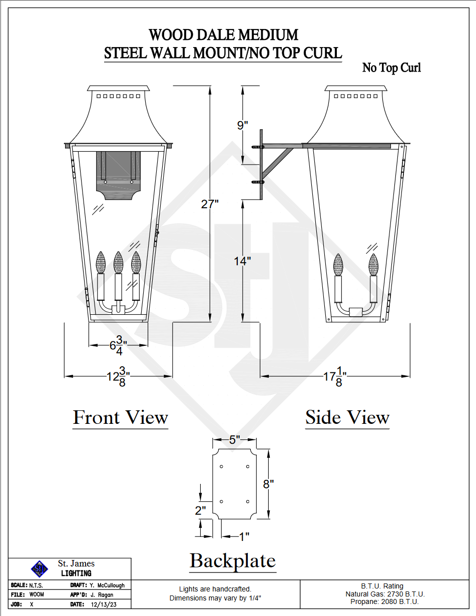 St. James Wood Dale Copper Lantern With Top Curl