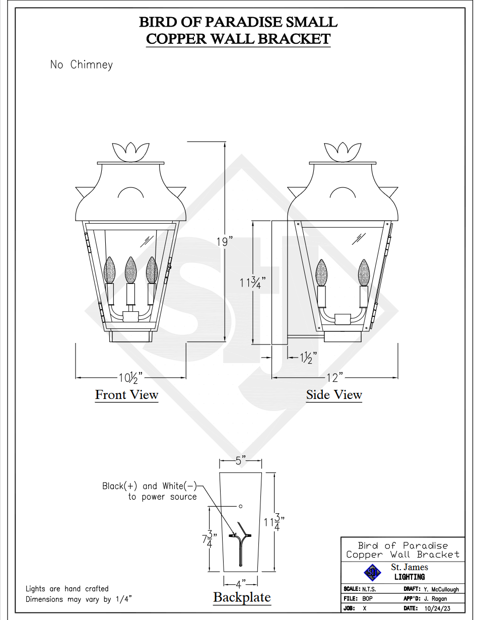 St. James Bird of Paradise Copper Lantern Custom Design