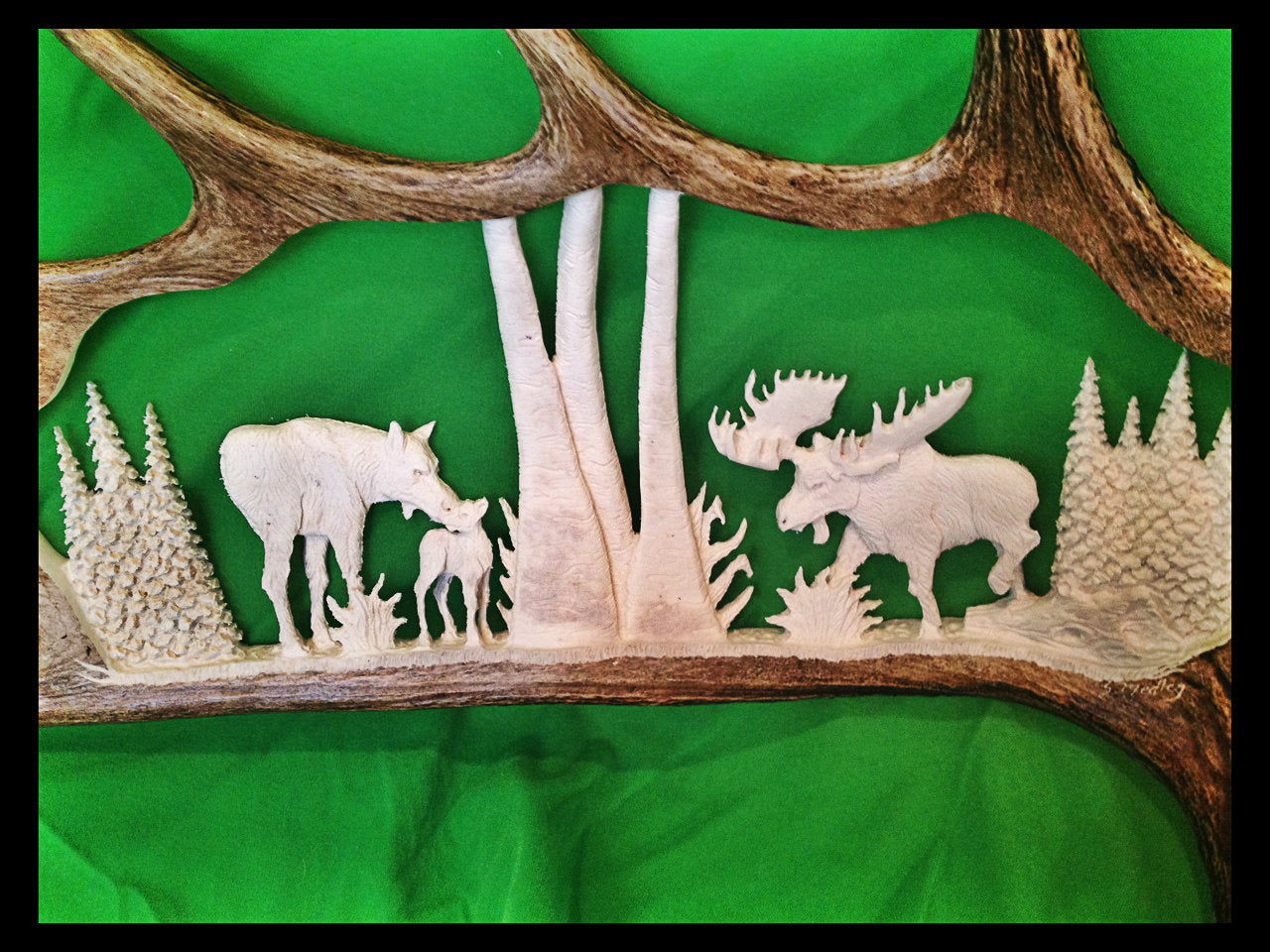 Moose Family Antler Carving