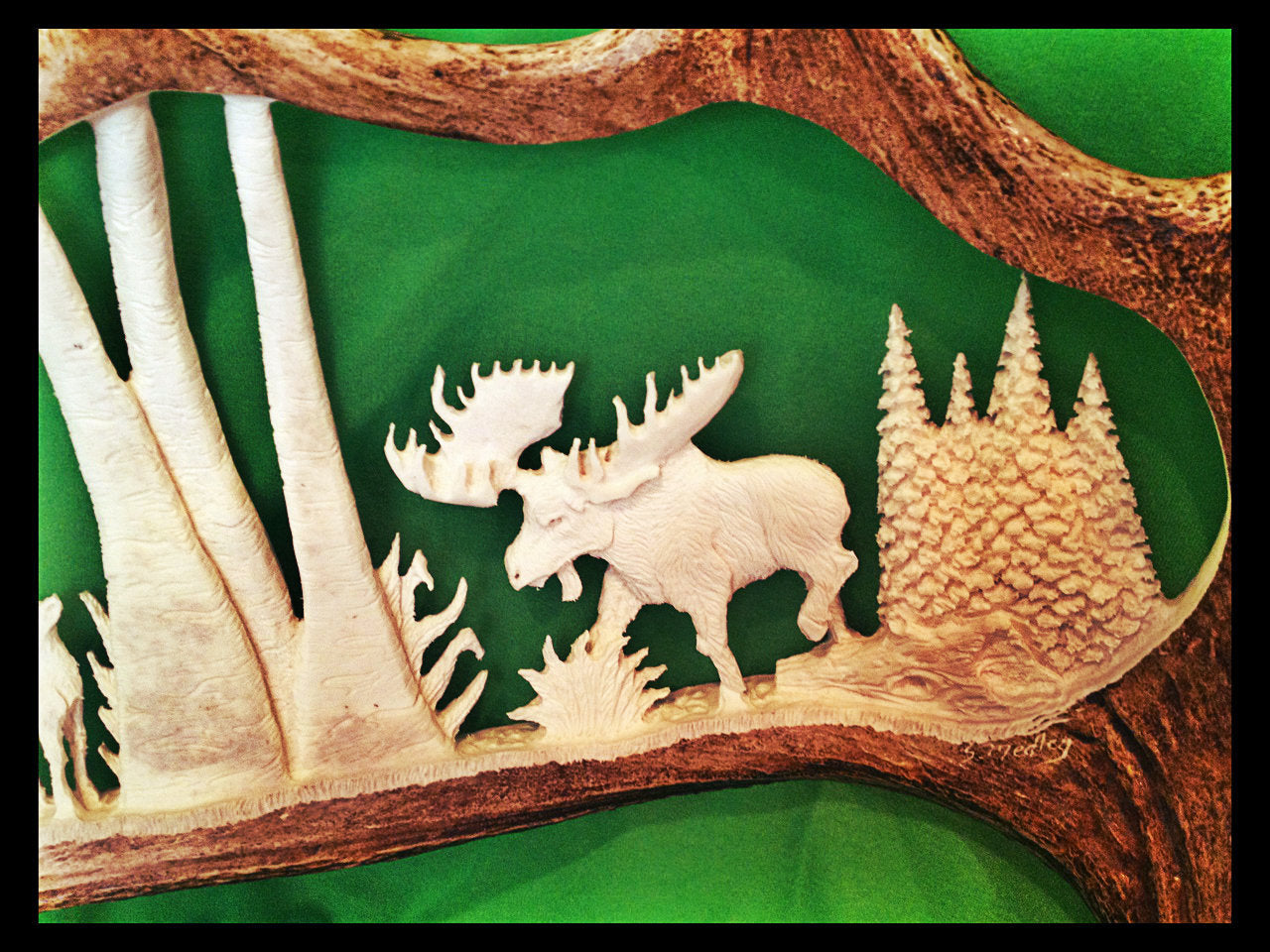 Moose Family Antler Carving