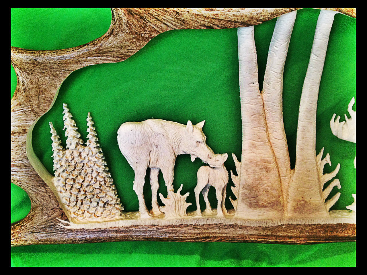 Moose Family Antler Carving