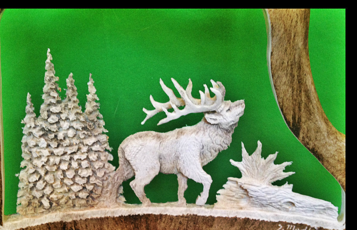 The Walking Elk or Moose Antler Carving