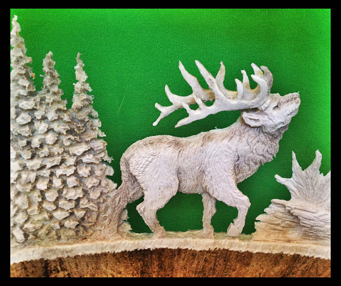 The Wapiti Family Moose Antler Carving