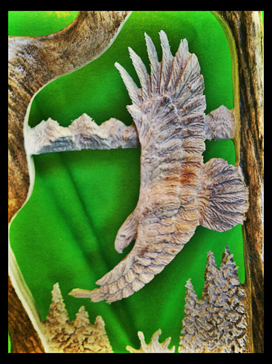 Banking Eagle Antler Carving, 18"