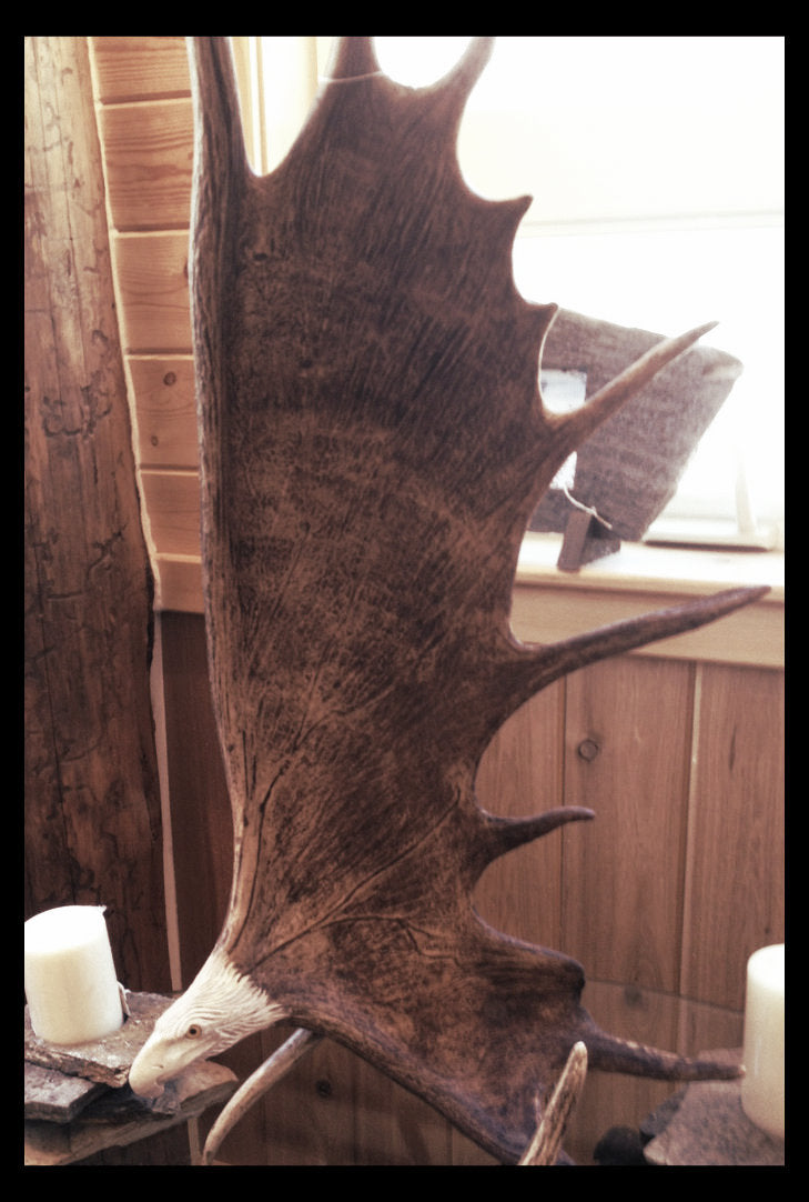 Soaring Eagle Antler Carving w/Antler Base