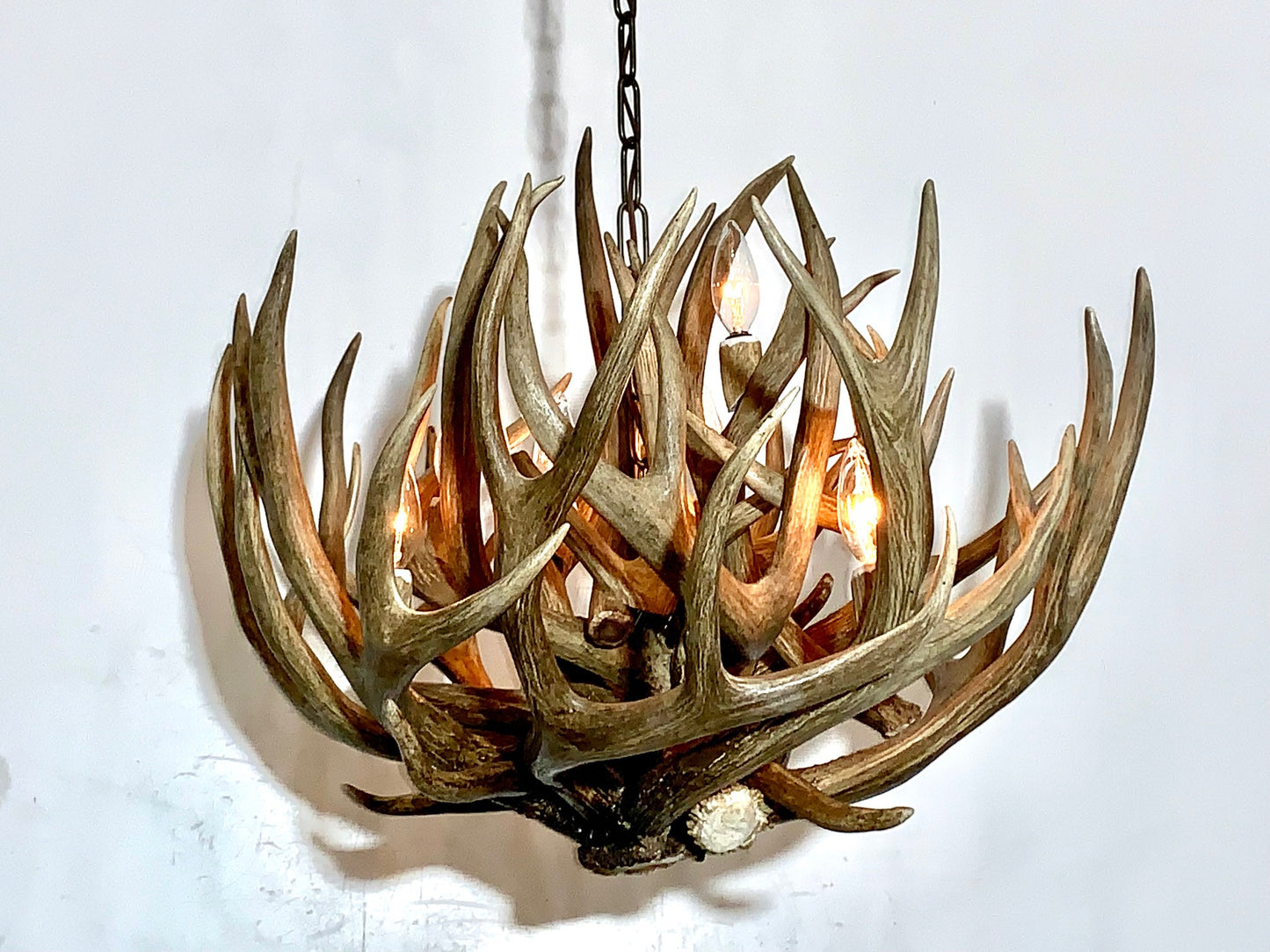 Badlands Real Deer Antler Chandelier 30"W, 18"T