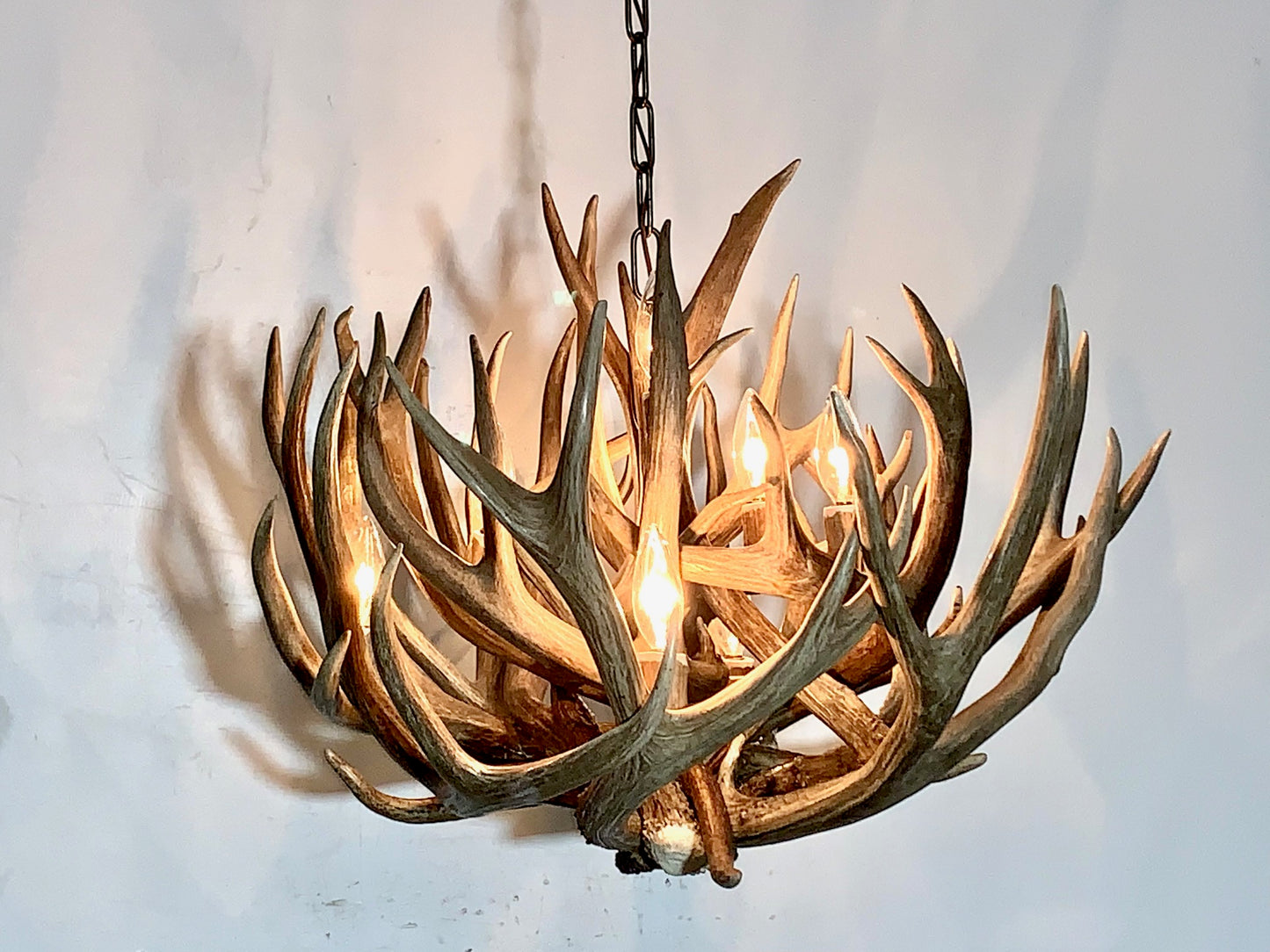 Badlands Real Deer Antler Chandelier 30"W, 18"T