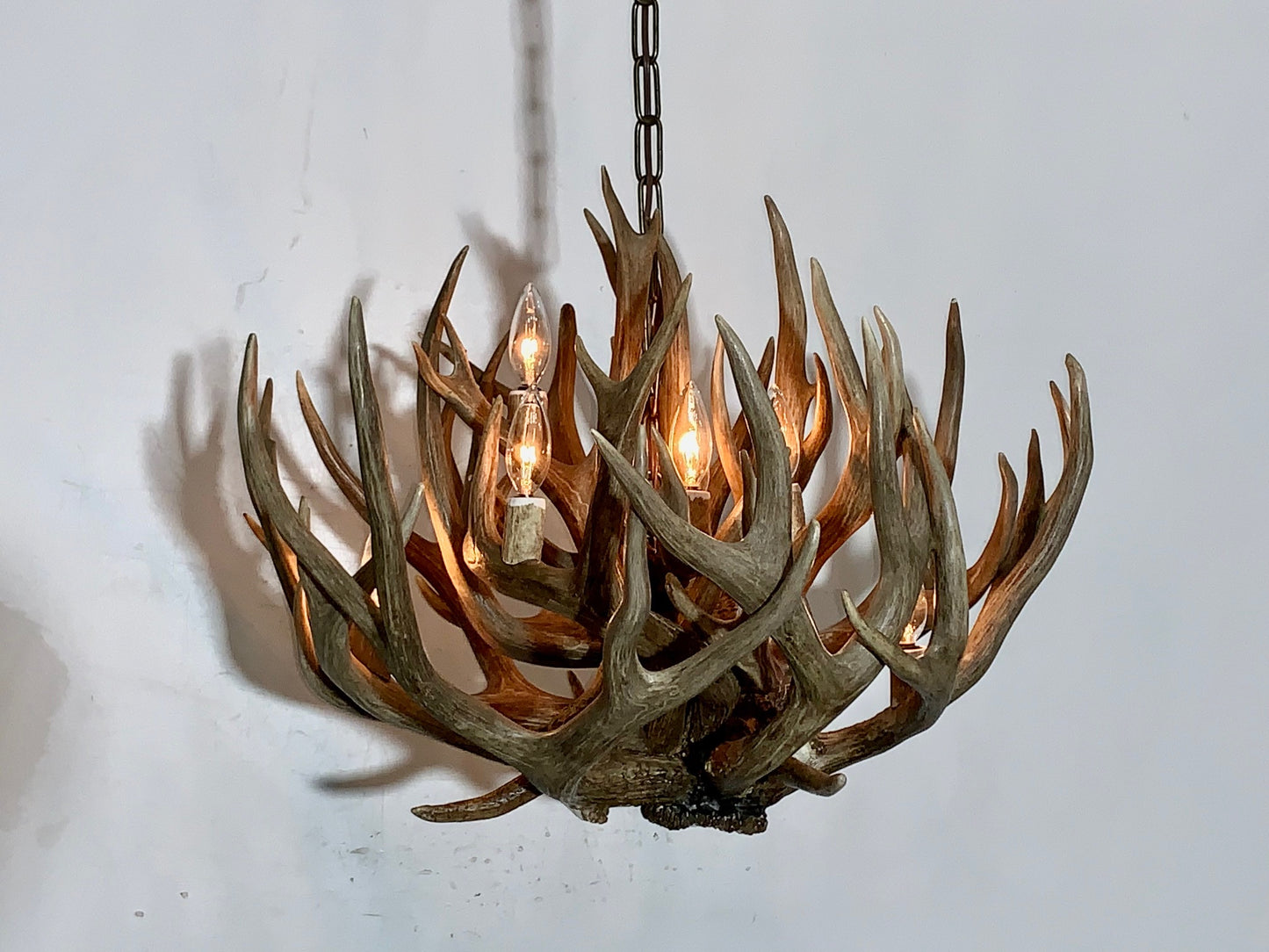 Badlands Real Deer Antler Chandelier 30"W, 18"T