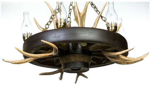 Old West Wagon Wheel Rustic Chandelier, 41"W x 23"T