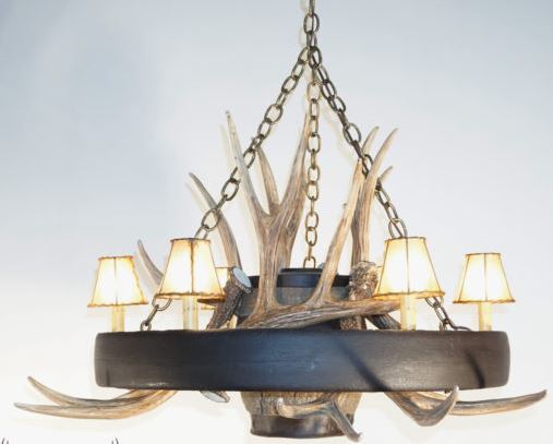 Old West Wagon Wheel Rustic Chandelier, 41"W x 23"T