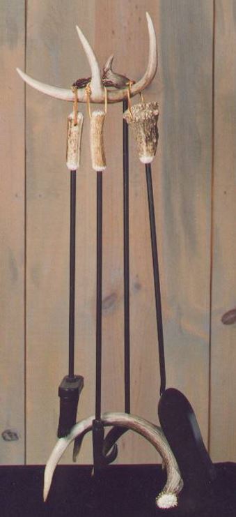 DEER ANTLER FIREPLACE TOOL SET