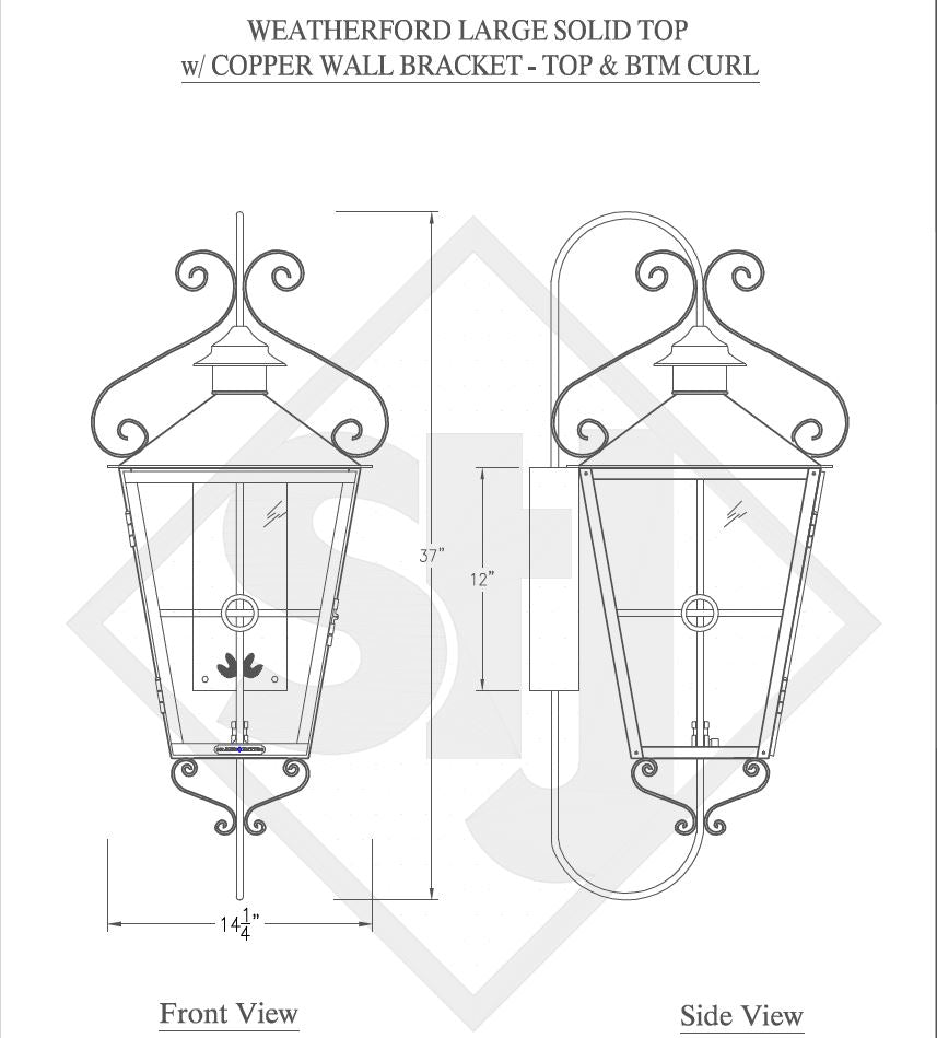 St. James Weatherford Copper Lantern Custom Design