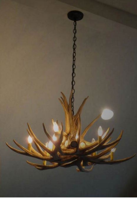 Kings Hill Faux Deer Antler Chandelier, 32"W x 20"T