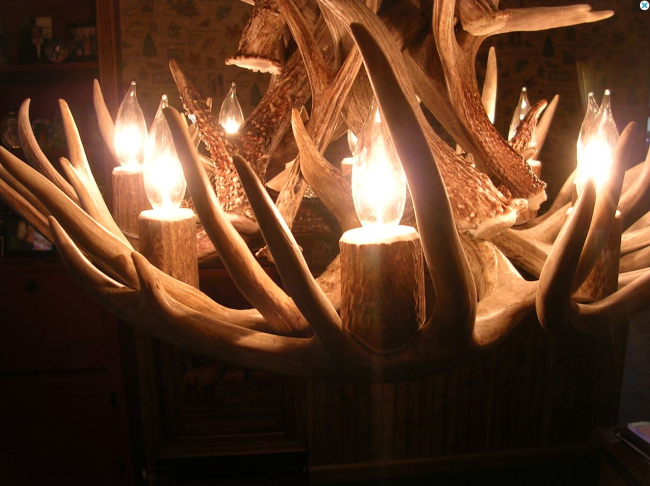 Arkansas Deer Antler Chandelier, 28" W x 16" T, 6 Lights
