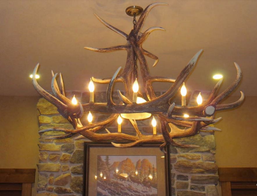 Ghost Mountain Faux Elk Antler Chandelier, 55"W x 32"T