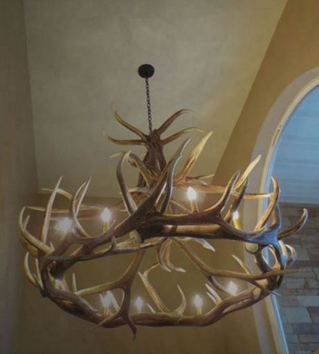 Challis Faux Elk Antler Chandelier, 60"W x 48"T