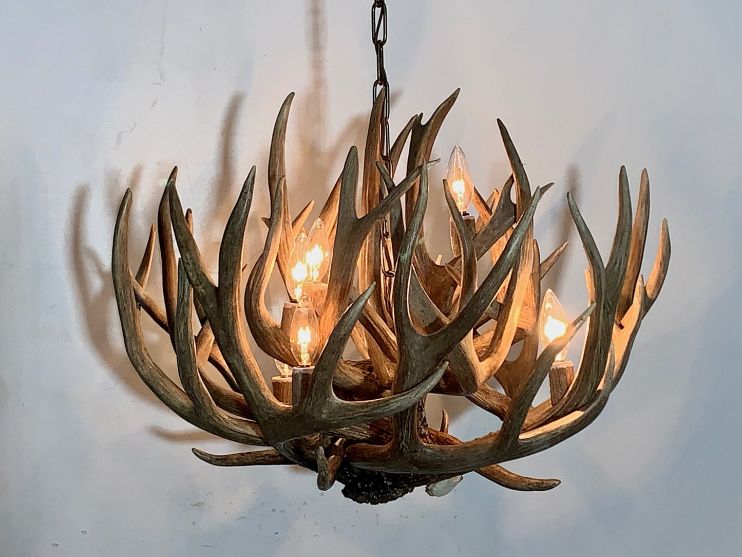 Badlands Real Deer Antler Chandelier 30"W, 18"T