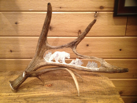 Lonesome Bear Antler Carving