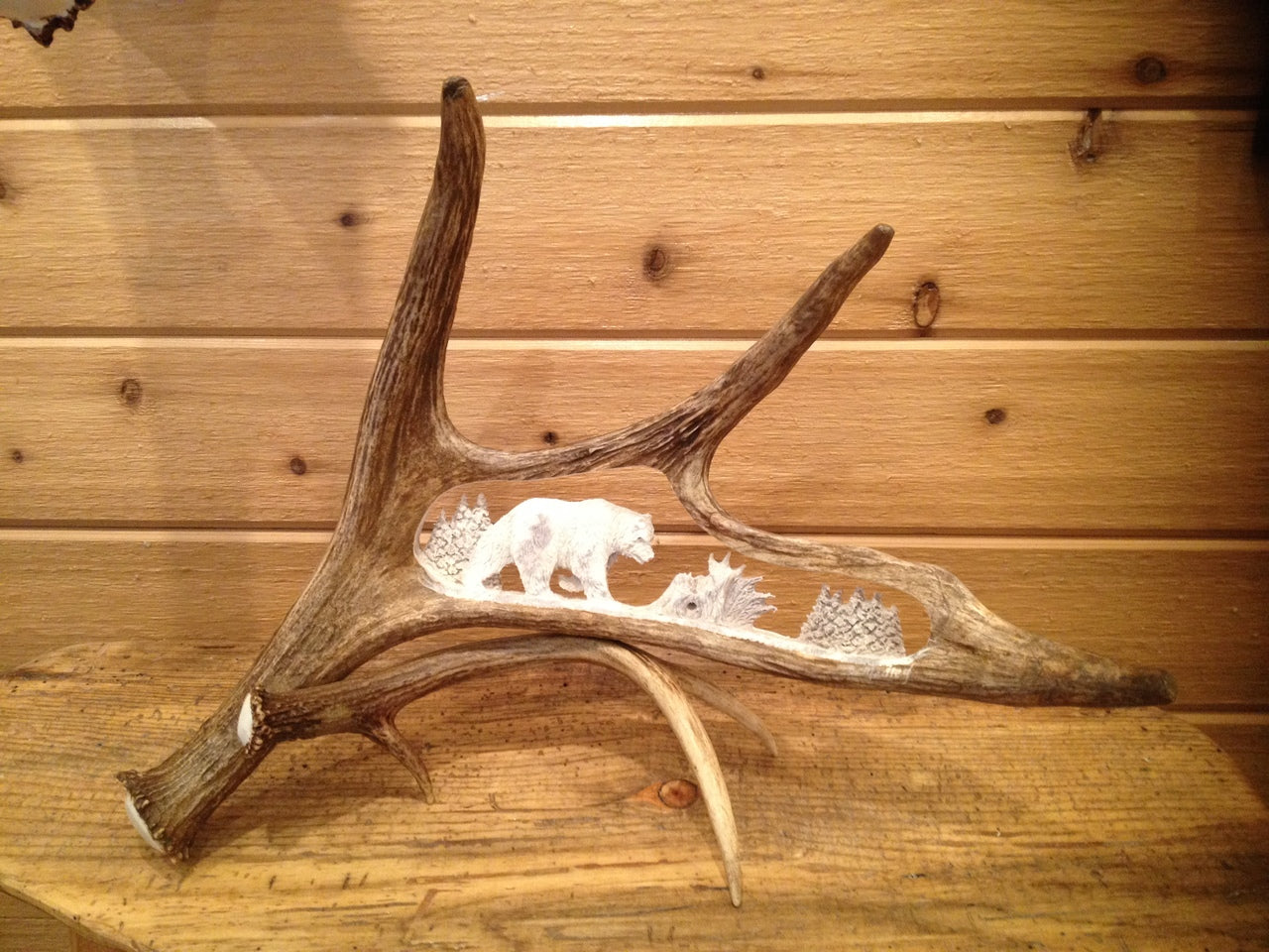 Lonesome Bear Antler Carving