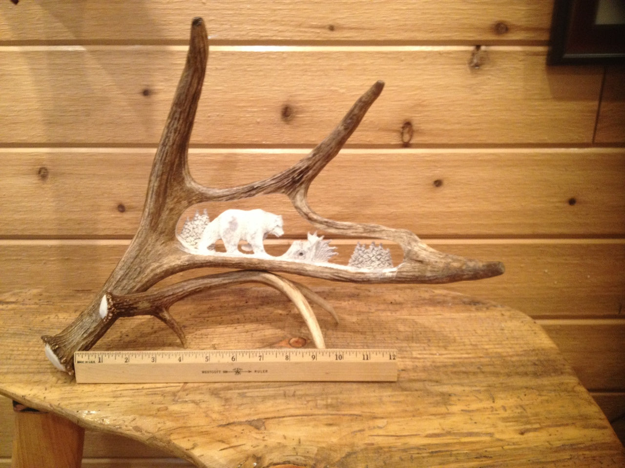 Lonesome Bear Antler Carving