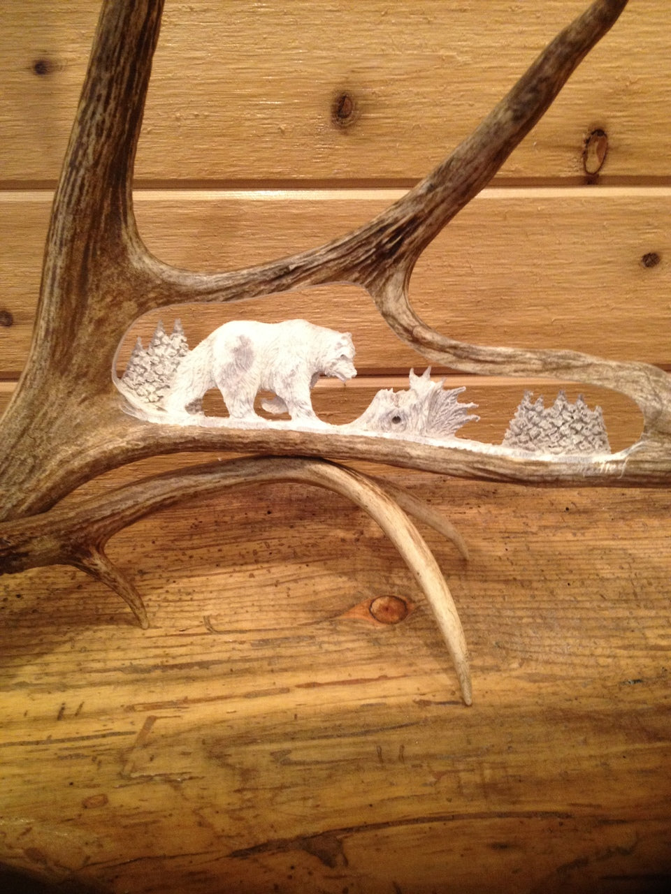 Lonesome Bear Antler Carving