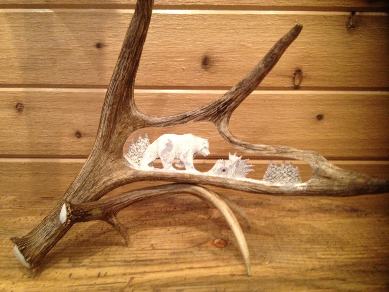 Lonesome Bear Antler Carving