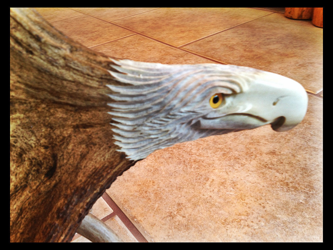 Moose Antler Table Lamp w/Eagle Head, Rawhide Shade