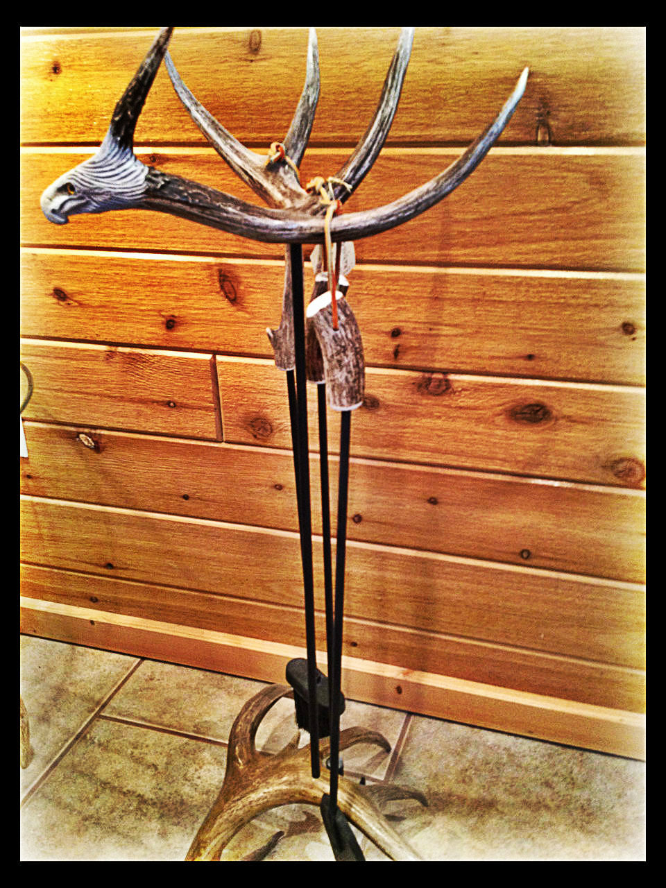 DEER ANTLER FIREPLACE TOOL SET
