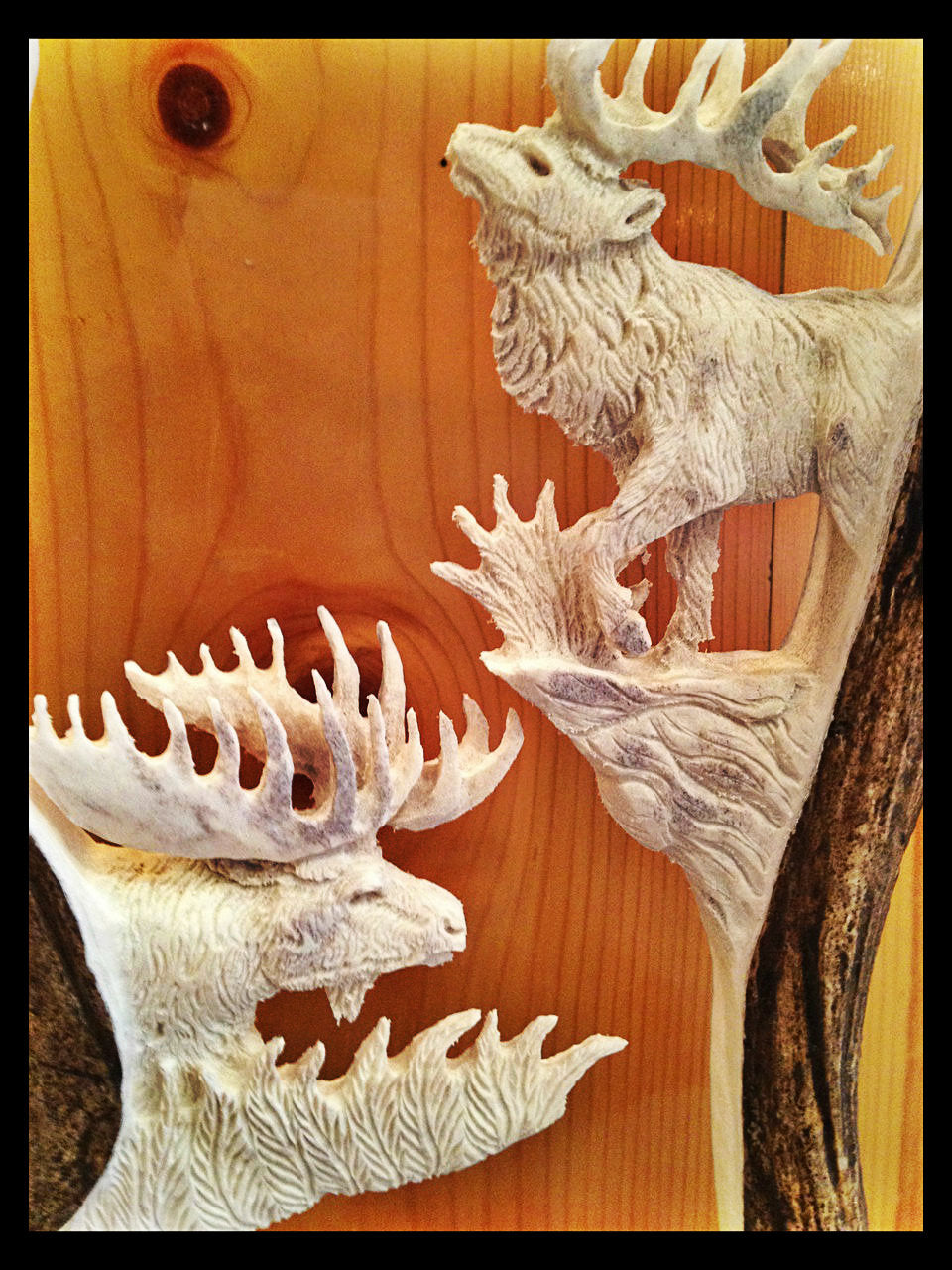 Idaho Big 4 Antler Carving w/ Eagle Head
