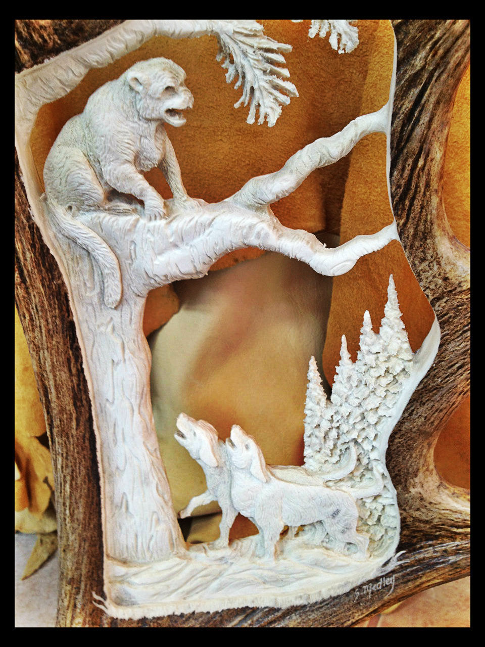 The Hunt Antler Carving, 24"