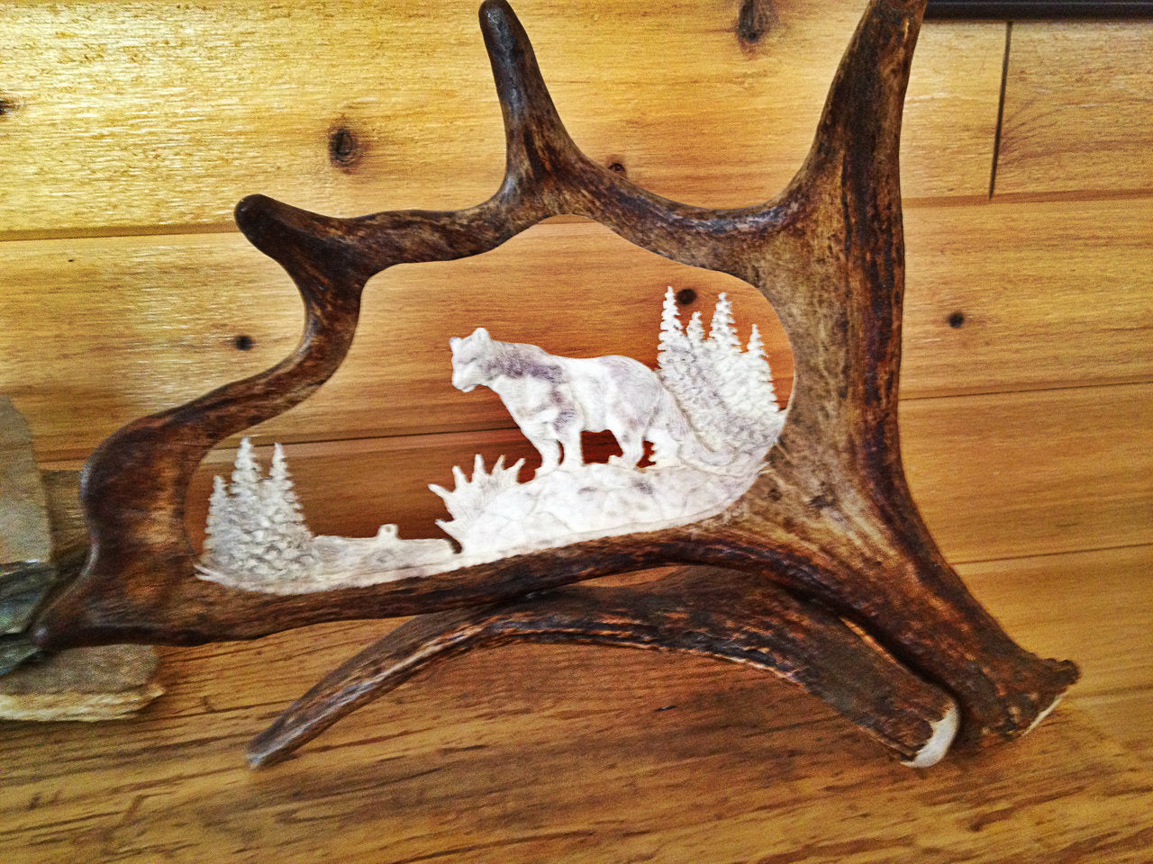 Mountain Lion Antler Carving