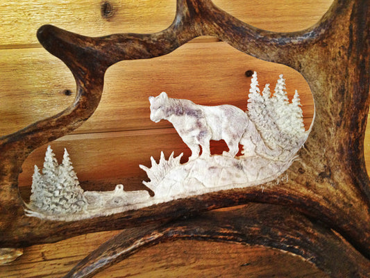 Mountain Lion Antler Carving