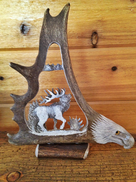Wild Elk Antler Carving