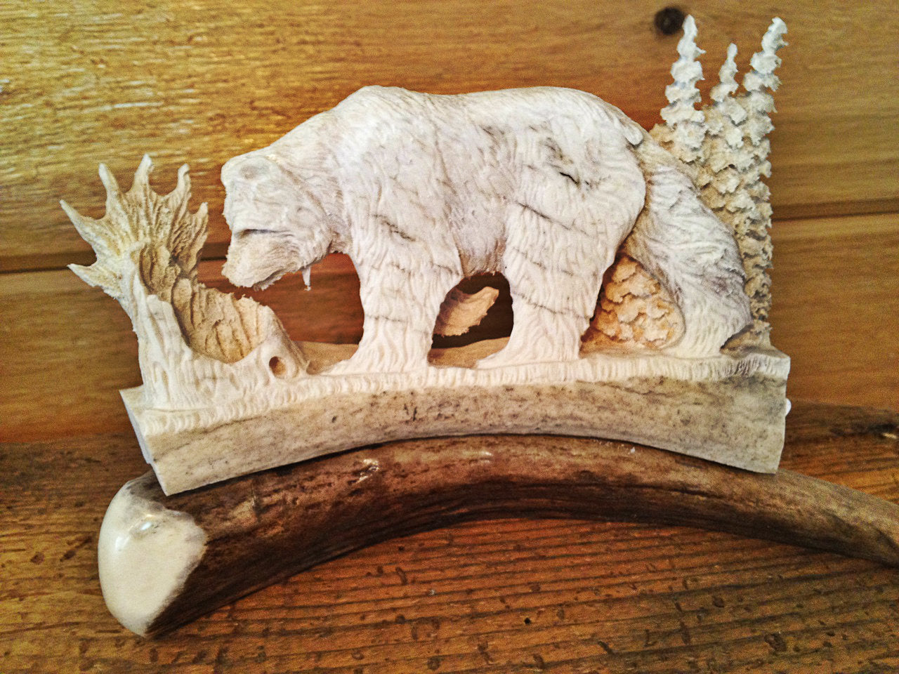 Brown Bear Antler Carving