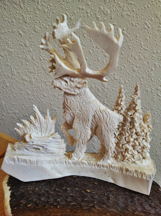 Bull Caribou Antler Carving