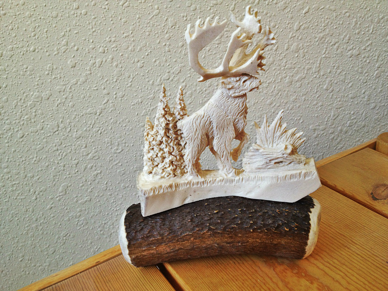 Bull Caribou Antler Carving