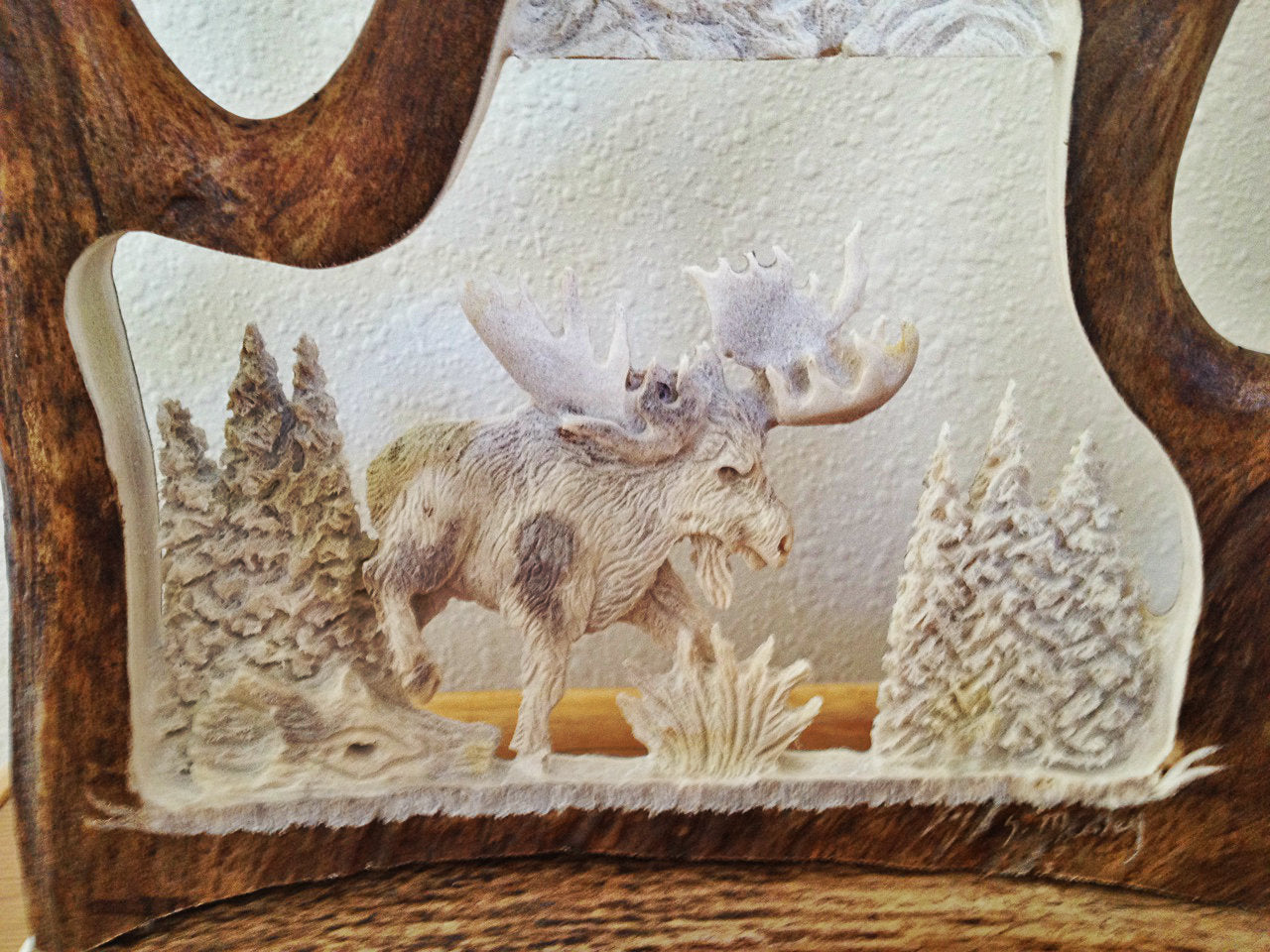 Bull Moose Antler Carving